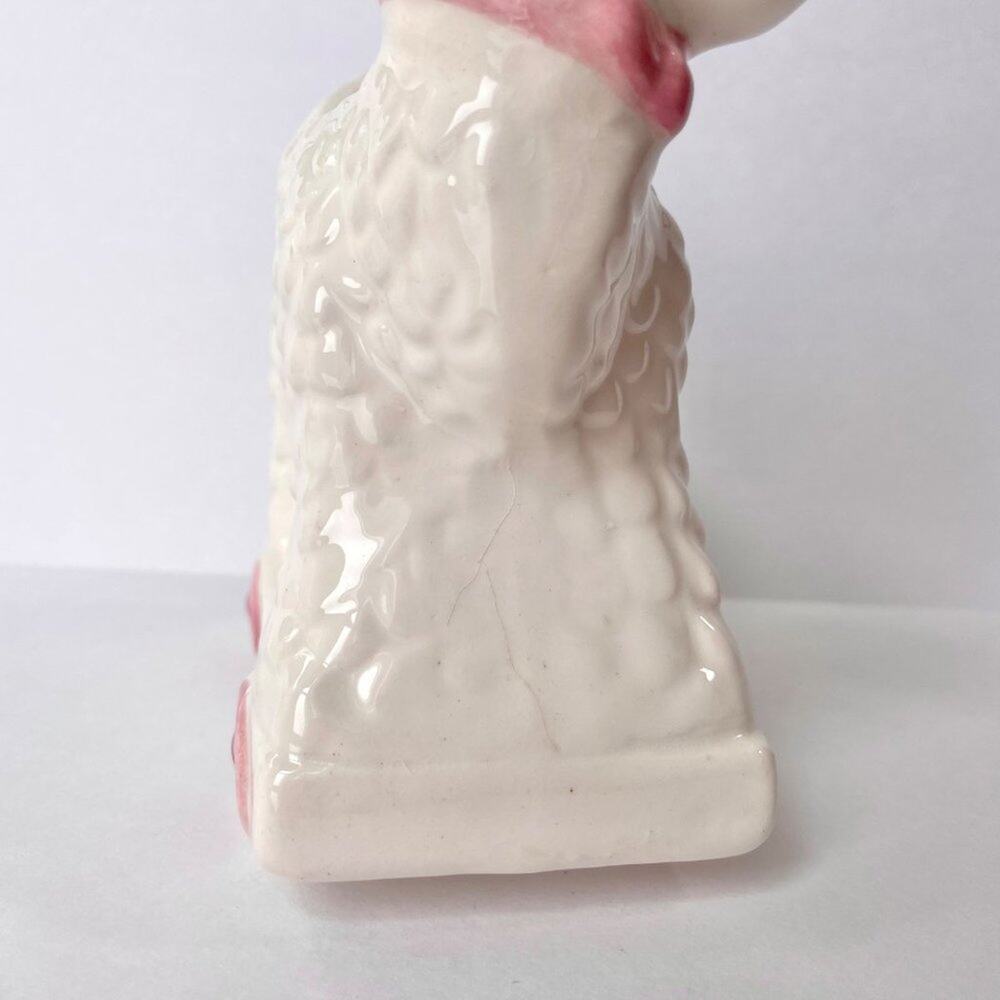 Vintage Japan Ceramic Lamb Planter Vase White Pink Nursery - Picture 13 of 15